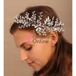 Accesoriu elegant pentru decor par AP020BB Argintiu pentru mirese cu cristale Argintii + 2 agrafe